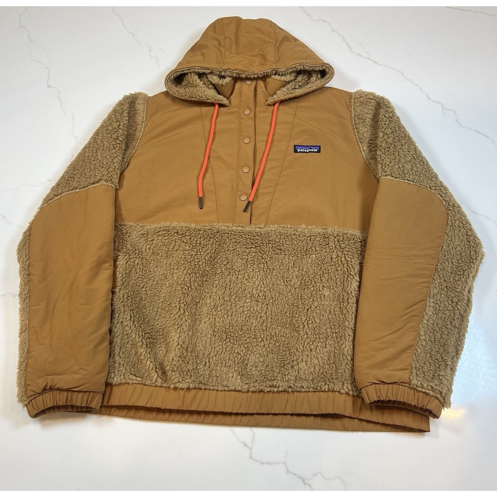Patagonia Shelled Retro-X Pullover Mens Medium Brown Fleece Hoodie‎ 26865